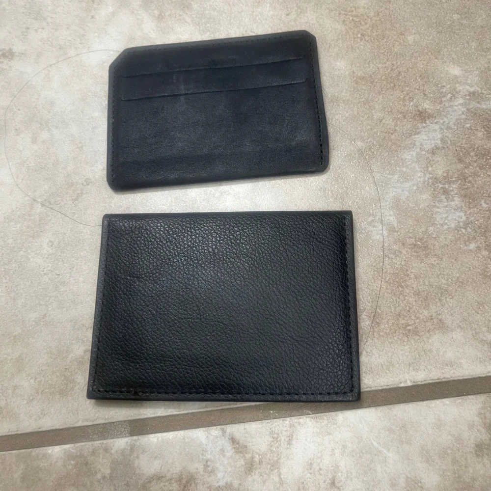 2 Rolfs American NEW Mens Black Leather Bifold Wallet and Card Holder Set of 2